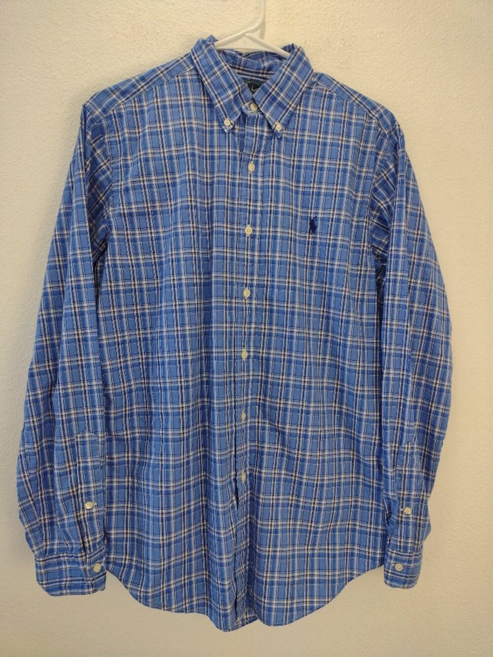Ralph Lauren Men's Button Shirt Plaid Blue Medium